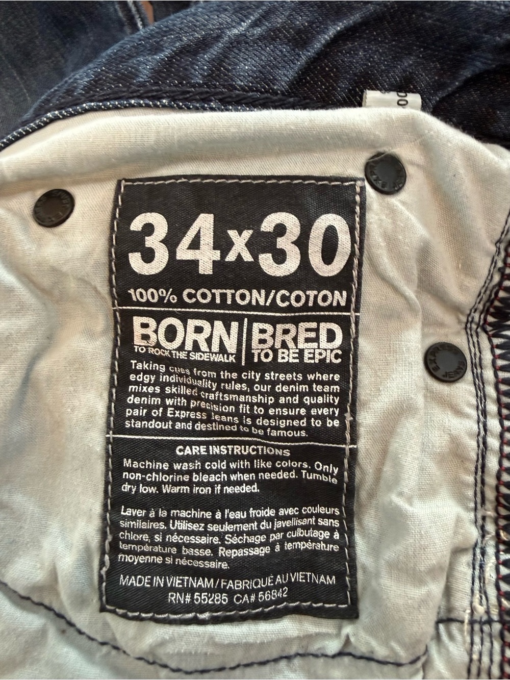 Express Kingston Classic Fit Regular Rise Bootcut Dark Wash Denim Jeans 34X30 - Picture 12 of 12